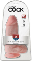 King Cock - dildo cu ventuză și testicule - 23cm - culoare naturală (05421560000) Dildo