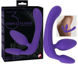 Strapless Strap-On You2Toys - Triplu dildo cu prindere, fără curea (mov) (05096630000)