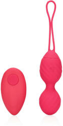 Shots Toys Loveline - bile vibrante cu acumulator, radiocomandată, cu suprafață striată (roz) (8714273050649)