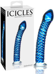 Icicles Nr. 29 - dildo din sticlă, în formă de penis cu spirală (albastru) (05402930000) Dildo