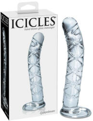 Icicles No. 60 - dildo de sticlă cu rețea, în formă de penis (transparent) (05403740000)