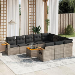 vidaXL 11 részes szürke polyrattan kerti ülőgarnitúra párnákkal (3227187) - balena