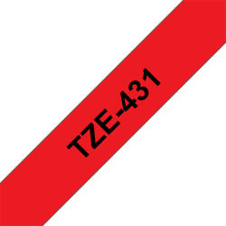 BROTHER szalag TZe-431, Piros alapon Fekete, Laminált, 12mm 0.47", 8 méter (TZE431)
