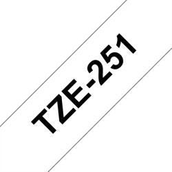 BROTHER szalag TZe-251, Fehér alapon Fekete, Laminált, 24mm 0.94", 8 méter (TZE251)