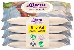 Libero parfümmentes nedves törlőkendő nyugtató repceolajjal 4 x 64 db - bevasarlas
