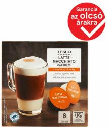 Tesco Latte Macchiato őrölt, pörkölt kávé és zsíros tejpor egyadagos kapszulákban 198, 4 g