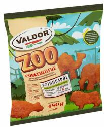 VALDOR Zoo gyorsfagyasztott, készre sütött, panírozott, darabokból formázott csirkemellfilé 480 g
