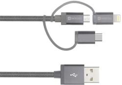 SKROSS USB Lightning + Micro USB + USB Type C Átalakító Fekete 1m 2.700271 (2.700271)