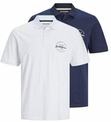 JACK & JONES 2 PACK - férfi pólóing JJFOREST Standard Fit 12256945 Navy Blazer/White (Méret S)