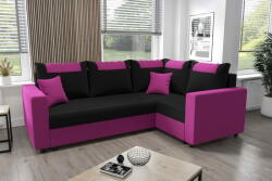 Veneti SANVI PLUS sarok ülőgarnitúra karfákkal - rózsaszín / fekete, jobbos