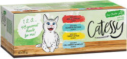 Catessy 48x85g Catessy falatok zöldséggel szószban nedves macskatáp vegyes csomag