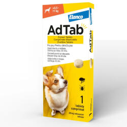 Elanco Animal Health AdTab, Deparazitare externa pentru caini 5.5-11 kg, comprimate masticabile, 1 X 225 mg