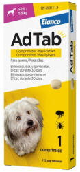 Elanco Animal Health AdTab, Deparazitare externa pentru caini 2.5-5.5 kg, comprimate masticabile, 1 X 112 mg