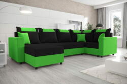  Veneti SANVI LONG elegáns U alakú ülőgarnitúra - fekete / zöld, jobbos
