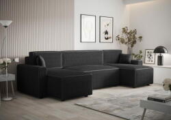 Veneti RADANA U-alakú kényelmes kinyitható kanapé - fekete 1