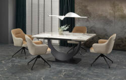Halmar FERNANDO asztal, fehér márvány / fekete - smartbutor