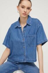 Abercrombie & Fitch farmering női, galléros, relaxed - kék XL - answear - 18 390 Ft