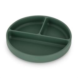 PETITE&MARS Take & Match Szilikon osztott tányér, kerek - Misty Green zöld 6 m+