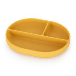 PETITE&MARS Take & Match Szilikon osztott tányér, ovális - Intense Ochre mustár 6 m+