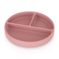 PETITE&MARS Take & Match Szilikon osztott tányér, kerek - Dusty Rose rózsaszín 6 m+