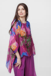 SHOPIKA Bluza din matase naturala in colturi cu imprimeu abstract mov Multicolor Talie unica