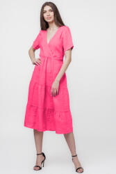 SHOPIKA Rochie fucsia din in cu volane si bust petrecut Talie unica