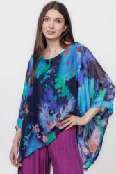 SHOPIKA Bluza din matase naturala in colturi cu imprimeu abstract bleumarin Multicolor Talie unica