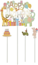 4 darabos torta és sütemény dekoráció - Happy Birthday - Állatok