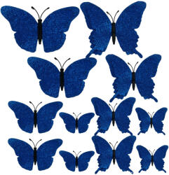 12 darabos tortadekoráció - Csillogó pillangó - Kék