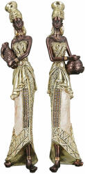 Gyönyörű afrikai stílusú figura barna és arany színben 32cm Aminata