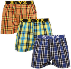 Styx 3PACK férfi bő szárú boxeralsók Styx sportos gumipánt többszínű (3B092140) S