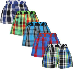Styx 5PACK gyermek bő szárú boxeralsók Styx sportos gumipánt többszínű (5BJ1167890) 12-14 éves