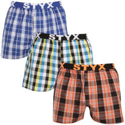 Styx 3PACK férfi bő szárú boxeralsók Styx sportos gumipánt többszínű (3B102426) XL