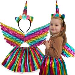 Inlea4Fun Costum pentru copii - fustă cu aripi și bentiță unicorn - Inlea4Fun - multicolor (IA-KX4433) Costum bal mascat copii