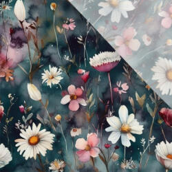 Takoy Enyhén elasztikus műselyem / silky anyag akvarell margaréták Diana