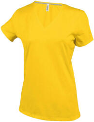 Kariban Női V-nyakú rövid ujjú pamut póló, Kariban KA381, Yellow-S (ka381ye-s)