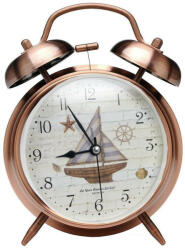 Pufo Ceas de masa desteptator Pufo Sail Dreams cu buton de iluminare cadran, metalic, 16 cm, aramiu