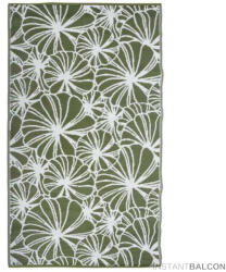 Esschert Design Virág mintás kétoldalú kültéri erkély szőnyeg, zöld, 241 x 151 cm (GD1004)