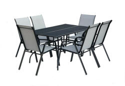 ROJAPLAST ZWMT-83 SET fém kerti asztal, fekete, 6 db székkel (IB609-9-_1012C)