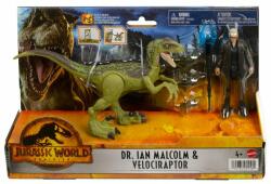 Mattel Jurassic World Dominion Set 2 Figurine Dr. Ian Malcolm Si Velociraptor (mthdx46_hgp77) - babyneeds Figurina