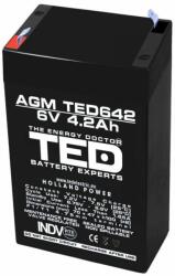 TED Electric Acumulator TED Electric TED002914, 6V 4.2Ah, stationar VRLA, 70x48x101mm (AC.WE.6V.BK1.4.0001)