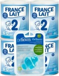 France Lait 2 anyatej-helyettesítő tápszer 6-12 hónapos korig 4x400g + Teether (IP2754)