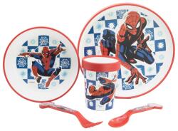 Stor - Gyermek műanyag edények Spiderman (tányér, tál, csésze, evőeszköz), 74785