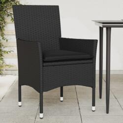 vidaXL 2 db fekete polyrattan kerti szék párnával (368109) - vidaxl
