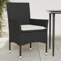 vidaXL 2 db fekete polyrattan kerti szék párnával (368108) - vidaxl