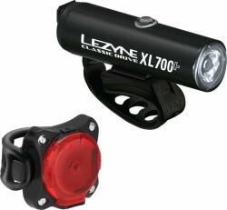 Lezyne Classic Drive XL 700+ / Zecto Drive 200+ Pair Satin Black/Black Front 700 lm / Rear 200 lm Față-Spate Lumini bicicletă (1-LED-30P-V537)