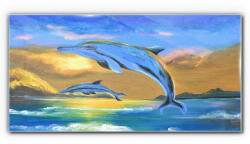 COLORAY. HU Üvegkép Absztrakció delfinek nap 140x70 cm