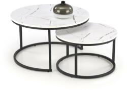 Halmar JAVA asztal készlet, fehér márvány / fekete - smartbutor