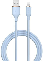  USB töltő- és adatkábel, Lightning, 120 cm, 2400 mA, Devia Jelly, EC630, világoskék