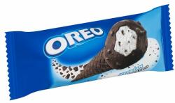 Oreo vanília ízű jégkrém, kakaó ízű kekszdarabkákkal és bevonattal, ostyatölcsérben 100 ml